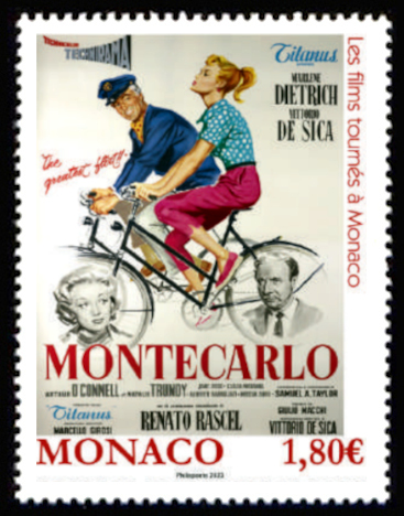 timbre de Monaco x légende : Les films tournés à Monaco « Montecarlo »