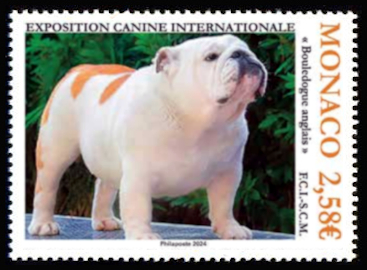 timbre de Monaco x légende : Exposition canine internationale