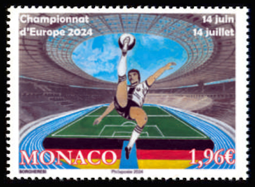 timbre de Monaco x légende : Championnat d'Europe de football