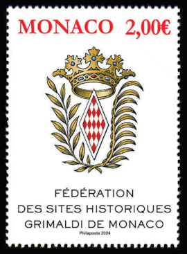 timbre de Monaco x légende : Fédération des sites historiques de Monaco