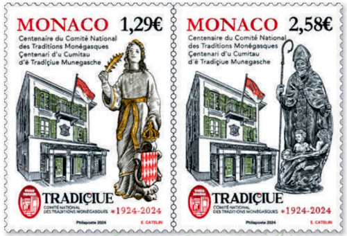 timbre de Monaco x légende : Centenaire du comité national des traditions monégasques