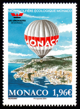 timbre de Monaco x légende : Mongolfière écologique