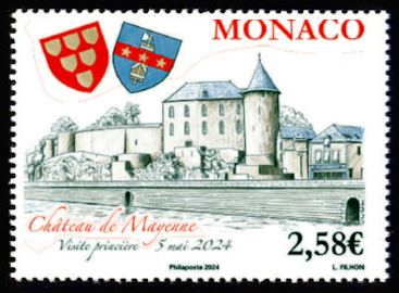 timbre de Monaco x légende : Château de Mayenne