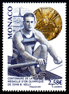 timbre de Monaco x légende : Centenair de la médaille d'or olympique de Johne Kelly