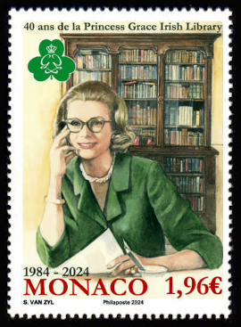 timbre de Monaco x légende : 40ème anniversaire de la princess Grace Irish Library