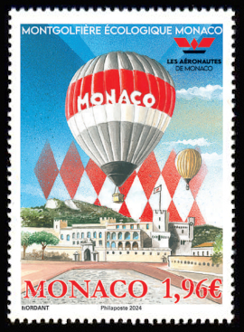 timbre de Monaco x légende : Mongolfière écologique