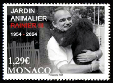 timbre de Monaco x légende : 150 ans du jardin animalier Rainier III