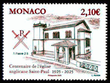 timbre de Monaco x légende : Centenaire de l'église anglicane Saint-Paul