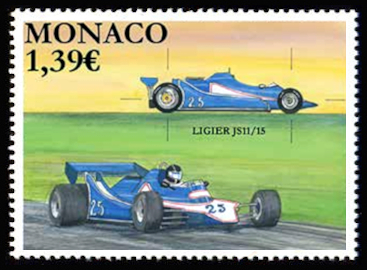 timbre de Monaco x légende : Les voiture de course mythiques – LIGIER JS11/15