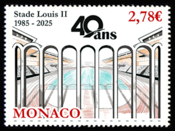 timbre de Monaco x légende : 40 ans du stade Louis II