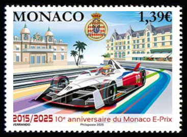 timbre de Monaco x légende : 10 ans du Monaco E-PRIX