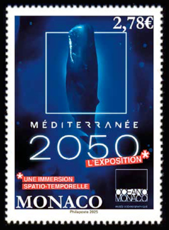 timbre de Monaco x légende : Méditérranée 2050