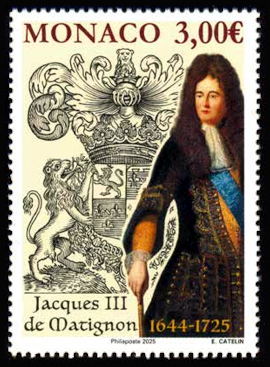 timbre de Monaco x légende : Tricentenaire de la mort de Jacques III de Matignon