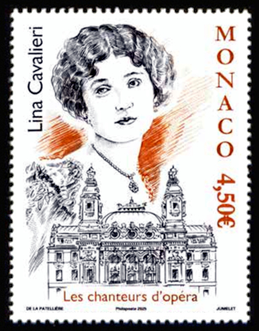 timbre de Monaco x légende : Lina Cavalieri