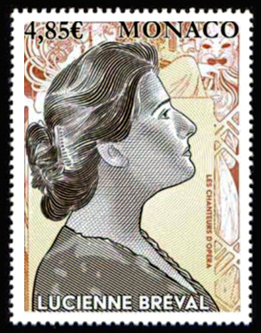 timbre de Monaco x légende : Lucienne Bréval