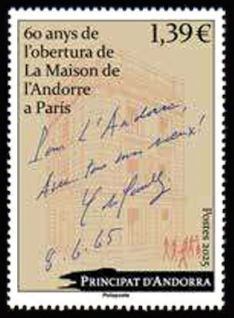 timbre Andorre Att N° légende : 60 ans de l'ouverture de la maison d'Andorre à Paris