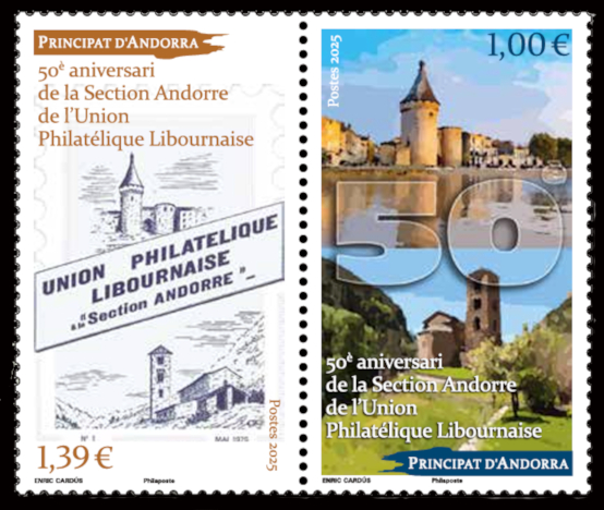 timbre Andorre Att N° légende : 50e Anniversaire de la section Andorre de l'union philatélique libournaise