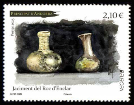 timbre Andorre Att N° légende : Jaciment del Roc d'Enclar,
