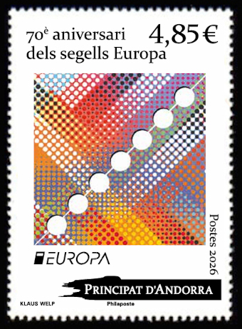 timbre Andorre Att N° légende : 70ème anniversaire des timbres Europa
