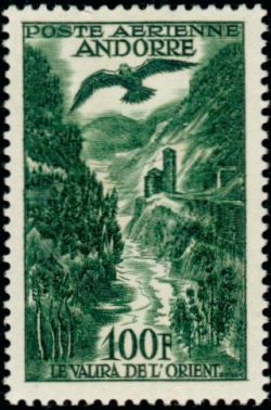 timbre Andorre Aérien 2 légende : Le Valira de l'Orient