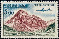 timbre Andorre Aérien 6 légende : Avion ''Caravelle''
