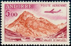 timbre Andorre Aérien 7 légende : Avion ''Caravelle''