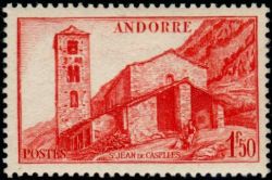 timbre Andorre N° 102 légende : Saint-Jean de Casellas