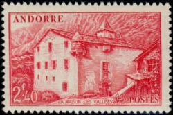 timbre Andorre N° 104 légende : La Maison des Vallées