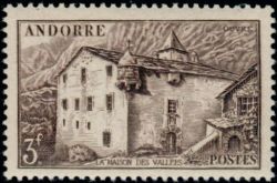 timbre Andorre N° 106 légende : La Maison des Vallées