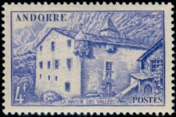timbre Andorre N° 107 légende : La Maison des Vallées
