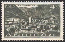 timbre Andorre N° 108 légende : Andorre la Vieille