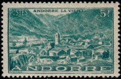timbre Andorre N° 110 légende : Andorre la Vieille