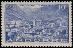 timbre Andorre N° 113 légende : Andorre la Vieille