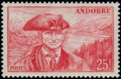 timbre Andorre N° 116 légende : Viguier et le lac d'Engolasters