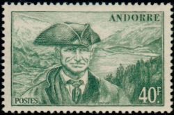 timbre Andorre N° 117 légende : Viguier et le lac d'Engolasters