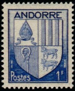 timbre Andorre N° 119 légende : Armoiries