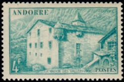 timbre Andorre N° 121 légende : La Maison des Vallées