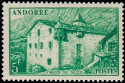 timbre Andorre N° 123 légende : La Maison des Vallées