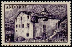 timbre Andorre N° 124 légende : La Maison des Vallées