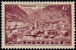 timbre Andorre N° 125 légende : Andorre la Vieille