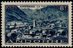 timbre Andorre N° 127 légende : Andorre la Vieille