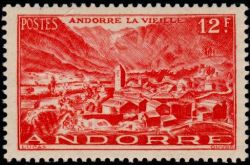 timbre Andorre N° 129 légende : Andorre la Vieille