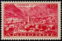 timbre Andorre N° 131 légende : Andorre la Vieille