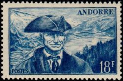 timbre Andorre N° 133 légende : Viguier et le lac d'Engolasters