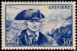 timbre Andorre N° 137 légende : Viguier et le lac d'Engolasters