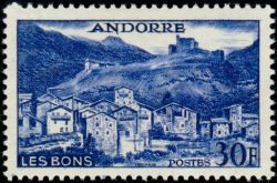 timbre Andorre N° 150 légende : Le hameau des Bons