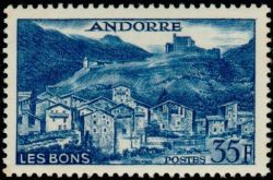 timbre Andorre N° 150A légende : Le hameau des Bons