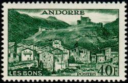timbre Andorre N° 151 légende : Le hameau des Bons