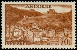 timbre Andorre N° 152B légende : Le hameau des Bons