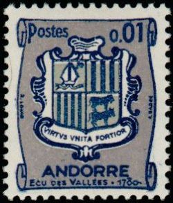 timbre Andorre N° 153A légende : Armoiries